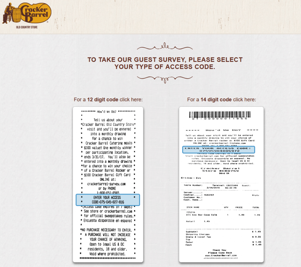 Cracker Barrel Survey