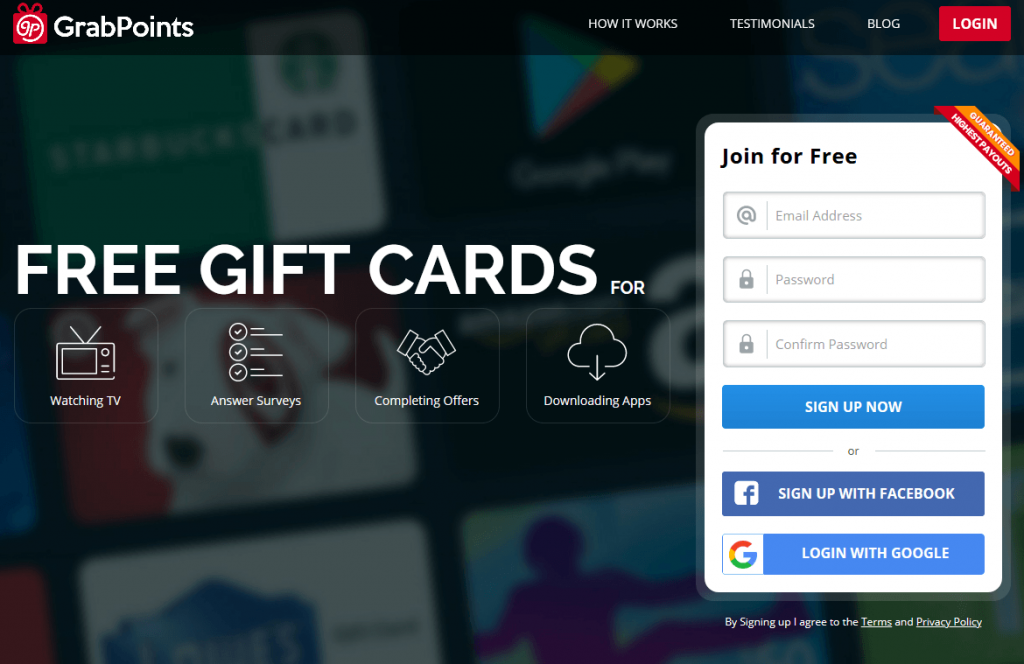 GrabPoints – Earn Free Gift Cards