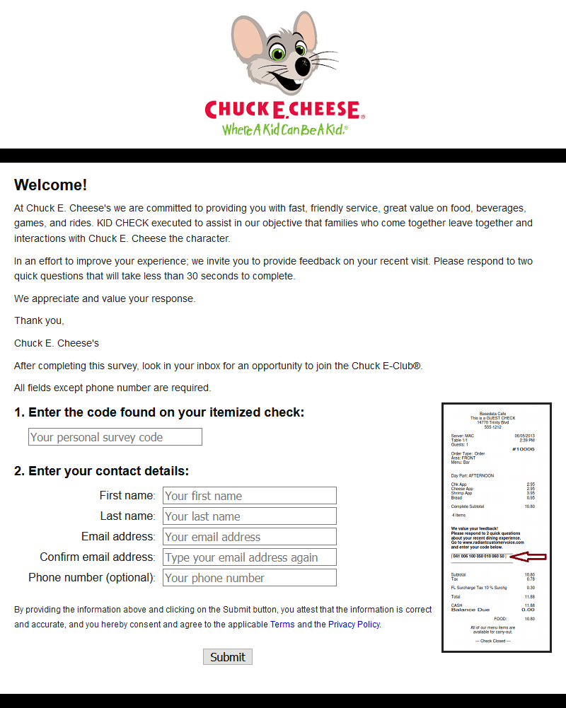 Chuckecheese Feedback