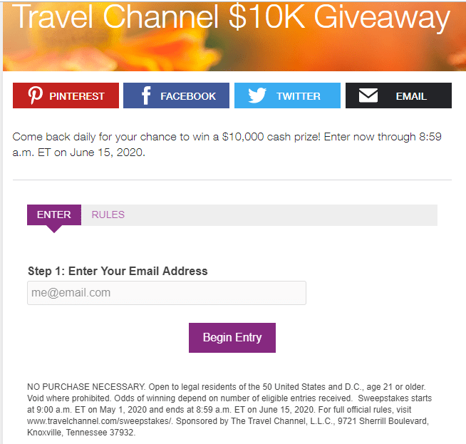 Travel Channel Sweepstakes Review