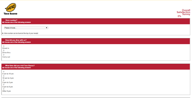 Taco Bueno Overall Satisfaction Survey Review